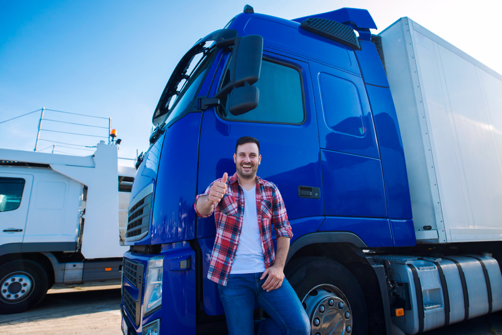 LKW Fahrer vor seinem LKW